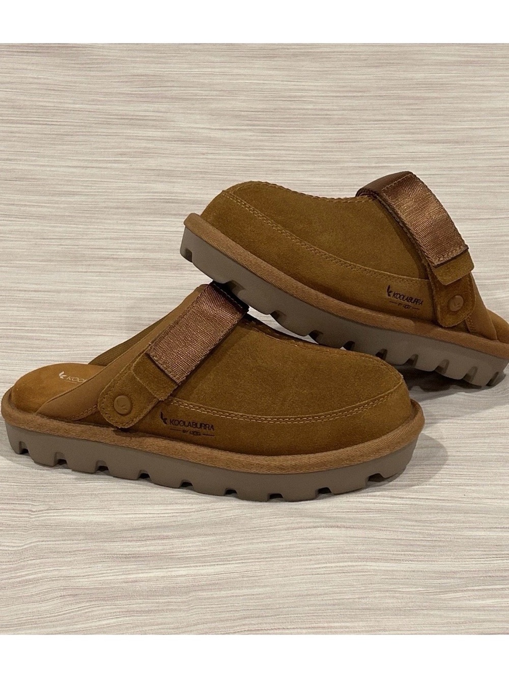 Koolaburra Men's Brown Suede Slip-On Clog with Adjustable Strap